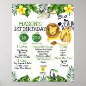 Boys Safari First Birthday Milestone Poster (Voorkant)