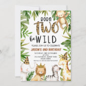 Boys Safari Two Wild Birthday Invitation Kaart (Voorkant)