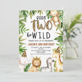Boys Safari Two Wild Birthday Invitation Kaart (Staand voorkant)
