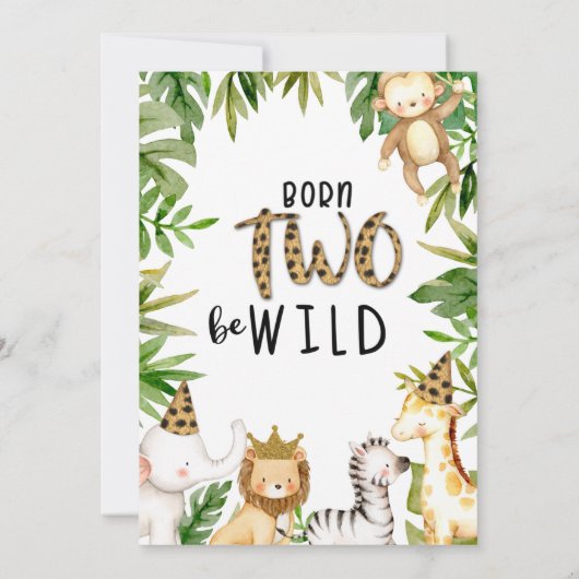 Boys Safari Two Wild Birthday Invitation Kaart (Achterkant)