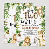Boys Safari Two Wild Birthday Invitation Kaart (Voorkant / Achterkant)