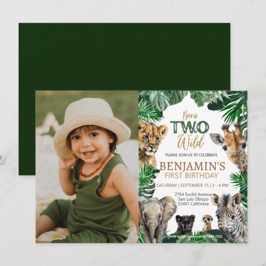 Boys Safari Two Wild Birthday Kaart (Voorkant / Achterkant)