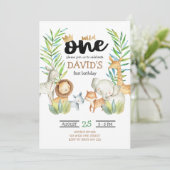 Boys Safari Wild One Oerwoud Verjaardag Kaart (Staand voorkant)