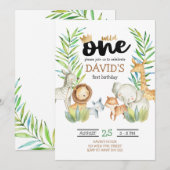 Boys Safari Wild One Oerwoud Verjaardag Kaart (Voorkant / Achterkant)