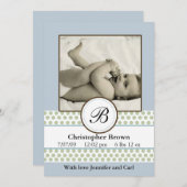 Boys Sage Stippen Birth Announding Aankondiging (Voorkant / Achterkant)