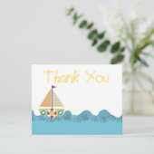 Boys Sail Boat Verjaardag Bedankt Opmerking Kaarte (Staand voorkant)