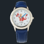 Boys Schattig Rood Welsh Dragon Cartoon & Naam Kin Horloge<br><div class="desc">Dit schattige blauw modern kinder horloge heeft een schattige Welshe draak cartoon en heeft ruimte voor u om uw jongensnaam toe te voegen. Met duidelijke, gemakkelijk leesbare nummers is dit 'eerste' horloge geweldig voor kinderen of peuters die net beginnen met het leren van de tijd. Het perfecte ontwerp met Wales-thema...</div>
