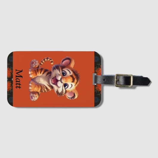 Boy's schattige tijger met naam Bagagelabel (Voorkant (horizontaal))