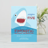Boy's Schattigee haai verjaardagsuitnodiging Kaart (Staand voorkant)