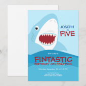 Boy's Schattigee haai verjaardagsuitnodiging Kaart (Voorkant / Achterkant)