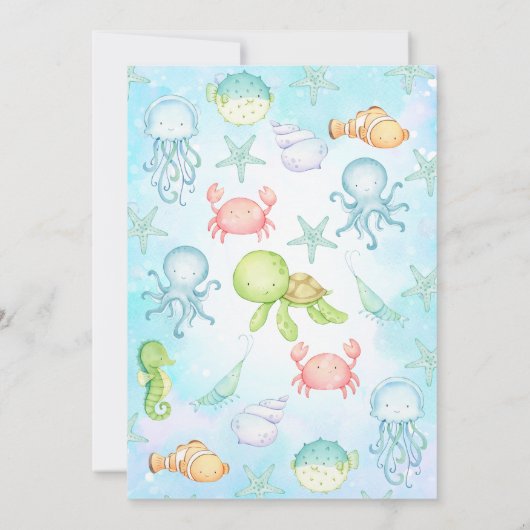 Boy's Shellebrate Zee Schildpad Onder Zee Verjaard Kaart (Achterkant)