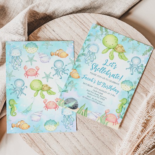 Boy's Shellebrate Zee Schildpad Onder Zee Verjaard Kaart