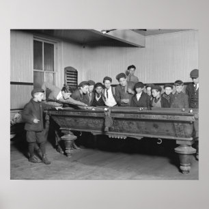 Boys Shooting Pool, 1909.  foto Poster