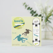 Boys Skateboard Party Invitation Kaart (Staand voorkant)