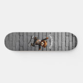 Boys Skateboarding Teddy Bear Brick Wall Naam Persoonlijk Skateboard (Horizontaal)