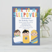 BOYS Slapepover Birthday Party Inture Kaart (Staand voorkant)