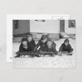 Boys Sledding, 1936 Briefkaart (Voorkant / Achterkant)