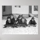 Boys Sledding, 1936.  foto Poster (Voorkant)