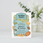 Boys Sleeping Bag Birthday Invitation Kaart (Staand voorkant)