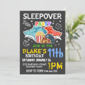 Boys Sleepover Invitation - SLEEPOVER BIRTHDAY Kaart (Staand voorkant)