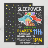 Boys Sleepover Invitation - SLEEPOVER BIRTHDAY Kaart (Voorkant / Achterkant)