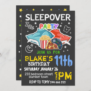 Boys Sleepover Invitation - SLEEPOVER BIRTHDAY Kaart