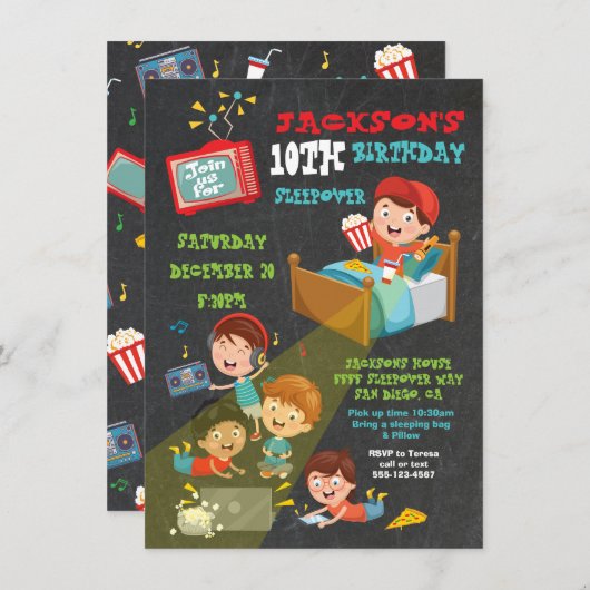 Boys Sleepover Slumber verjaardagsfeestje Kaart (Voorkant / Achterkant)