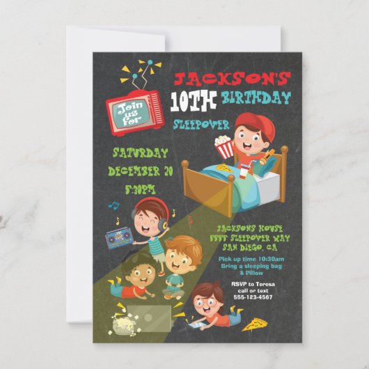 Boys Sleepover Slumber verjaardagsfeestje Kaart (Voorkant)