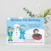 Boys Snow Tubing Invitation Kaart (Staand voorkant)