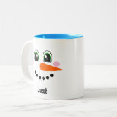 Boys Snowman Face Persoonlijk Tweekleurige Koffiemok (Voorkant links)