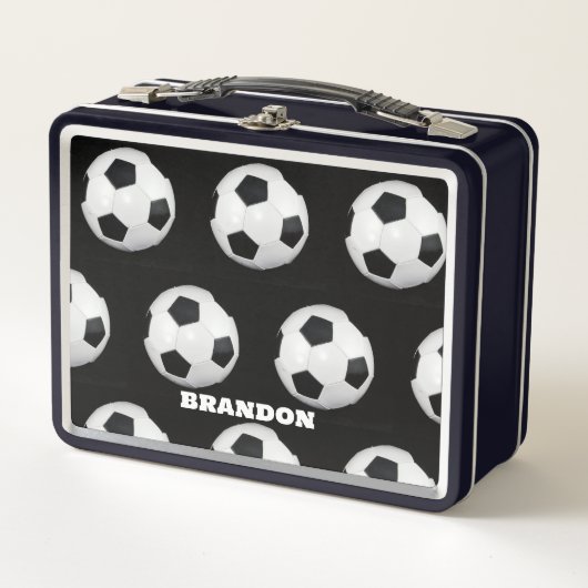 Boys Soccer Ball Black Stylish Custom Name Kids (Voorkant)