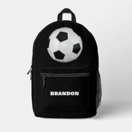 Boys Soccer Ball Black Stylish Custom Name Kids Bedrukte Rugzak