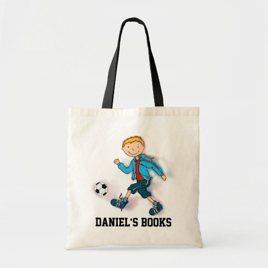 Boys Soccer-bibliotheektas Tote Bag (Voorkant)