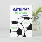 Boys Soccer Birthday Party Invitation Kaart (Staand voorkant)