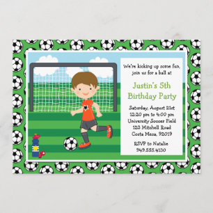 Boys Soccer Birthday Party Invitation Kaart