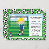 Boys Soccer Birthday Party Invitation Kaart (Voorkant / Achterkant)