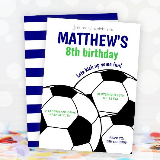 Boys Soccer Birthday Party Invitation Kaart