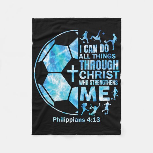Boys Soccer Christian Shirt I Can Do All Things Re Fleece Deken (Voorkant)
