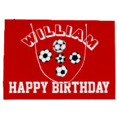 Boys soccer football red PERSONALIZE Large Cadeautasje (Achterkant)