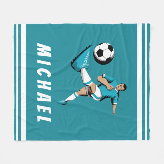 Boys Soccer Player Cool Graphic Illustration Name Fleece Deken (Voorkant (Horizontaal))