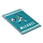 Boys Soccer Player Cool Graphic Illustration Name Notitieboek (Rechterzijde)