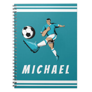 Boys Soccer Player Cool Graphic Illustration Name Notitieboek
