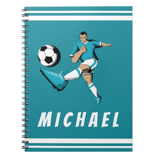 Boys Soccer Player Cool Graphic Illustration Name Notitieboek (Voorkant)