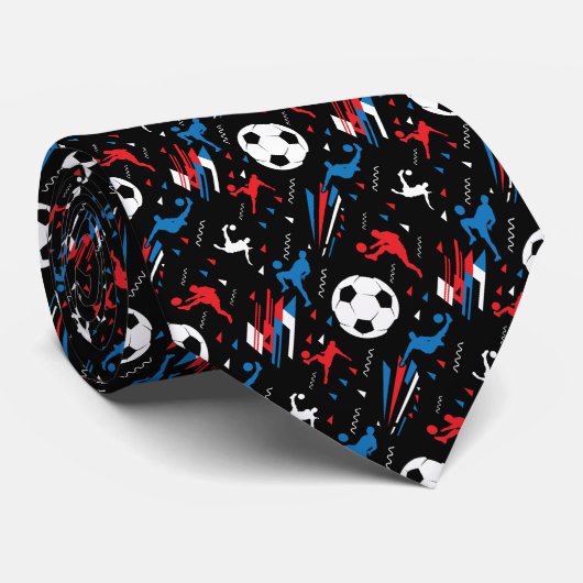 Boys Soccer Player - Red White Blue Freestyle Stropdas (Opgerold)