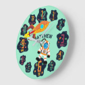 Boys Space Astronaut Rocket Planet Aliens Wall Grote Klok (Hoek)