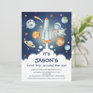 Boys Space First Trip omheen Sun Birthday Kaart