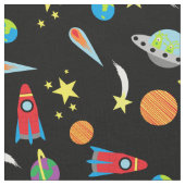 Boys Space Pattern sterren Planets Rockets Aliens Stof (Close Up)