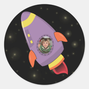 Boys Space Rocket Shiket School Sticker Label