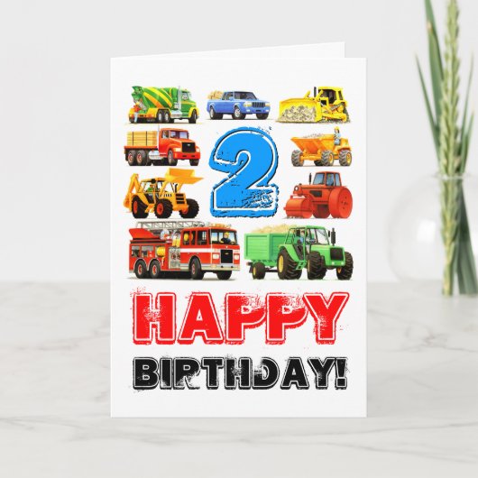 Boy's Speelgoed Truck Happy 2nd Birthday Kaart (Voorkant)
