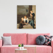 Boys Spelen Dice voor Christansborg Canvas Afdruk (Insitu (Woonkamer))